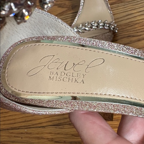 Badgley‎ Mischka Mayra Ankle Strap Evening Shoe rose gold glitter size 8 - Picture 7 of 13